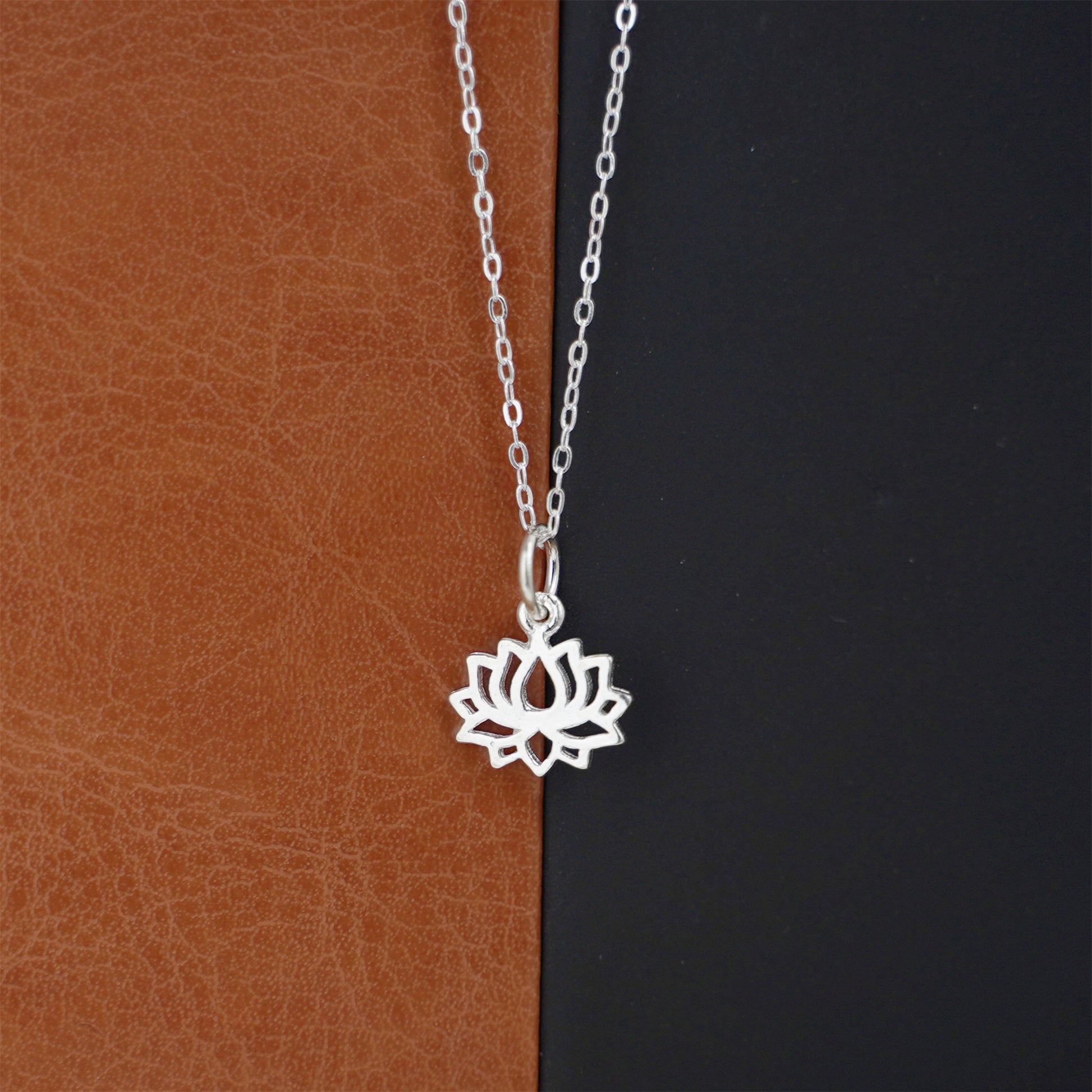 Lotus Flower Pendant in Sterling Silver with Yoga Zen Namaste Charms - sugarkittenlondon