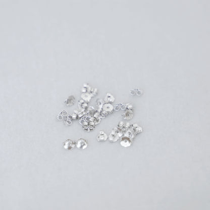 Rhodium on Sterling Silver 4mm Butterfly Backs Fit Stud Earrings Scroll Stopper - sugarkittenlondon