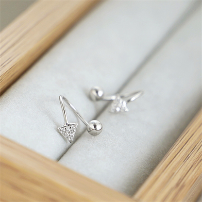 Sterling Silver CZ Arrow Stud Earrings for Women | Huggie Piercing Screw Back Beads Earrings - sugarkittenlondon