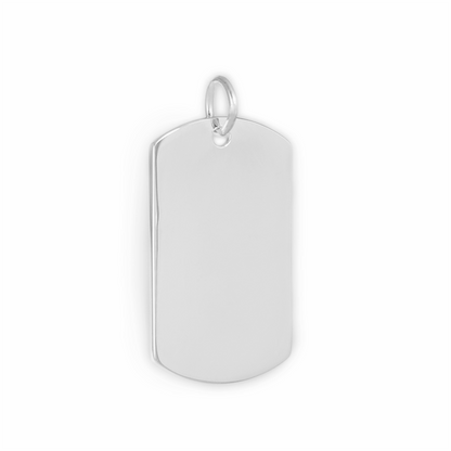 Sterling Silver Dog Tag Charm Pendant with Shiny Polished Finish, 18 x 36mm, 7g - sugarkittenlondon
