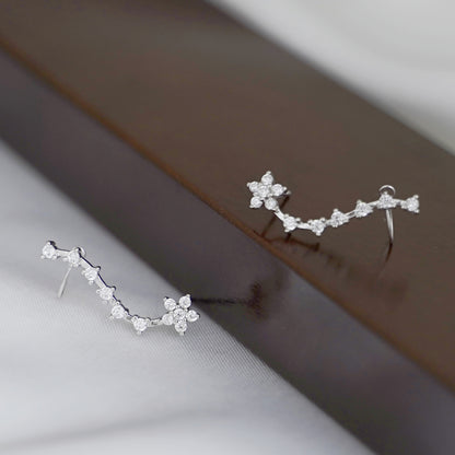 925 Sterling Silver CZ Polaris Celestial Stars Crawler Earrings - sugarkittenlondon