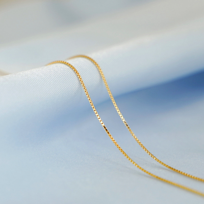 18K Gold on Sterling Silver 0.7mm Box Chain 17.7 inch 45cm 1.2g - sugarkittenlondon