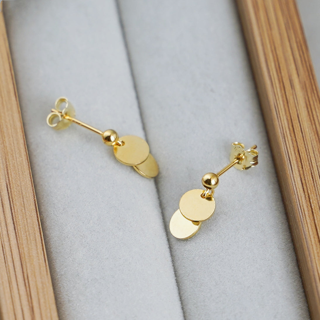 Gold-plated Sterling Silver Bead Stud Earrings with Double Dots - sugarkittenlondon