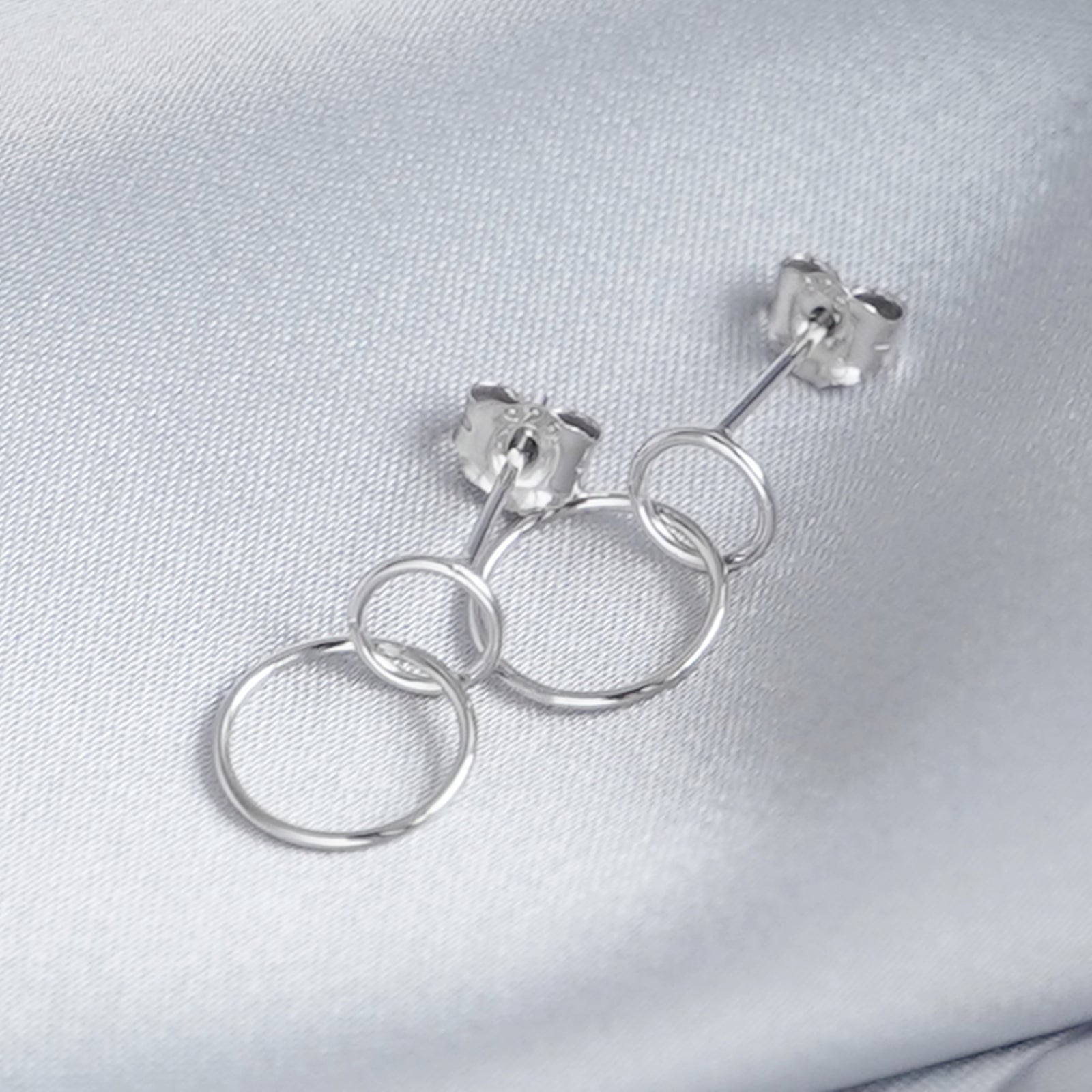 Sterling Silver Circle Drop Earrings with Infinity Link and Karma Symbol - sugarkittenlondon