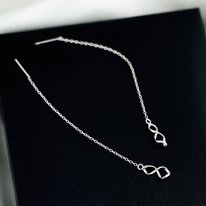 925 Sterling Silver Threader Earrings with Twisted Teardrop Spirals - sugarkittenlondon