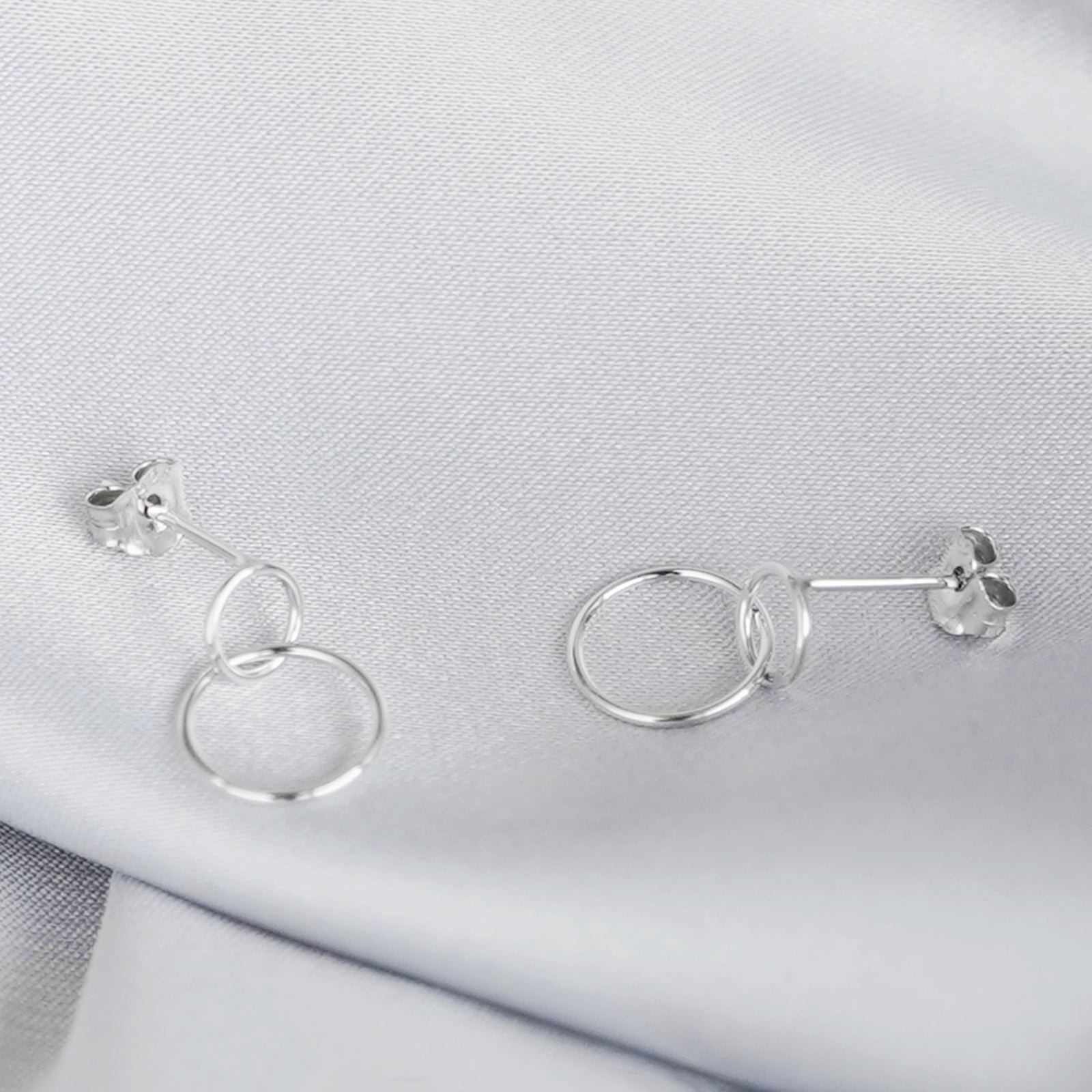 Sterling Silver Circle Drop Earrings with Infinity Link and Karma Symbol - sugarkittenlondon