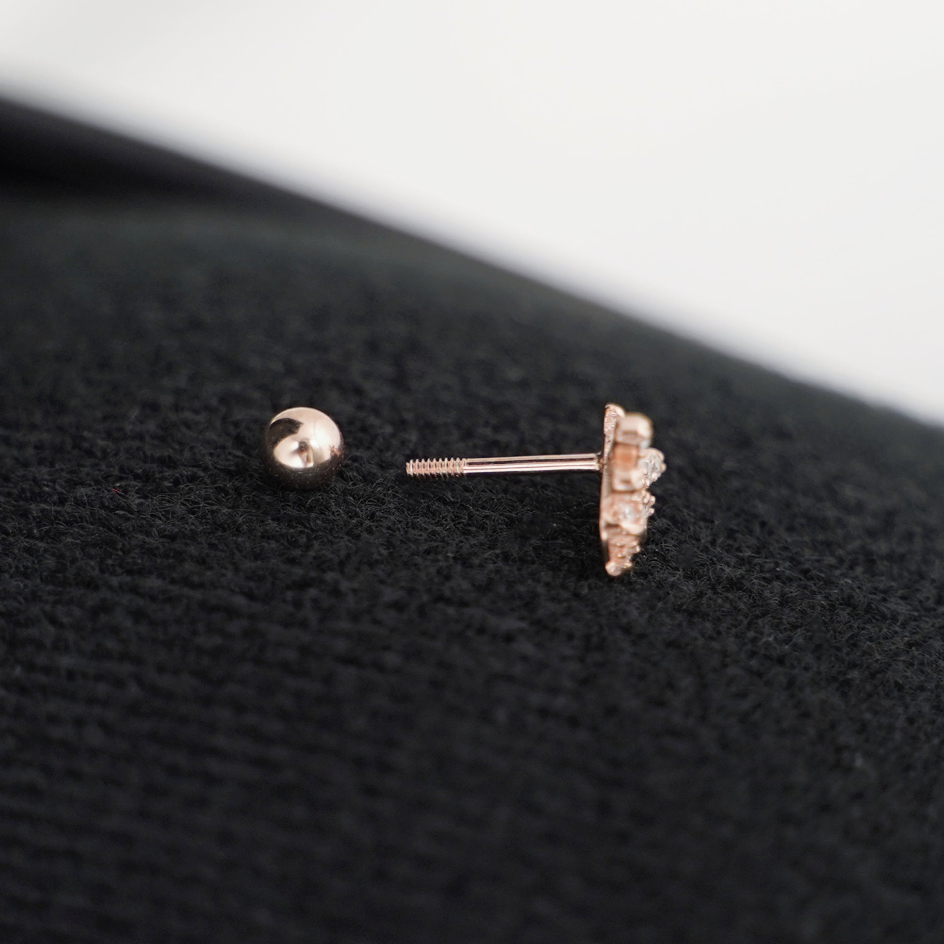 Bee Stud Earrings with CZ Beads and Screwbacks in Rose Gold, 18K Gold & Sterling silver - sugarkittenlondon