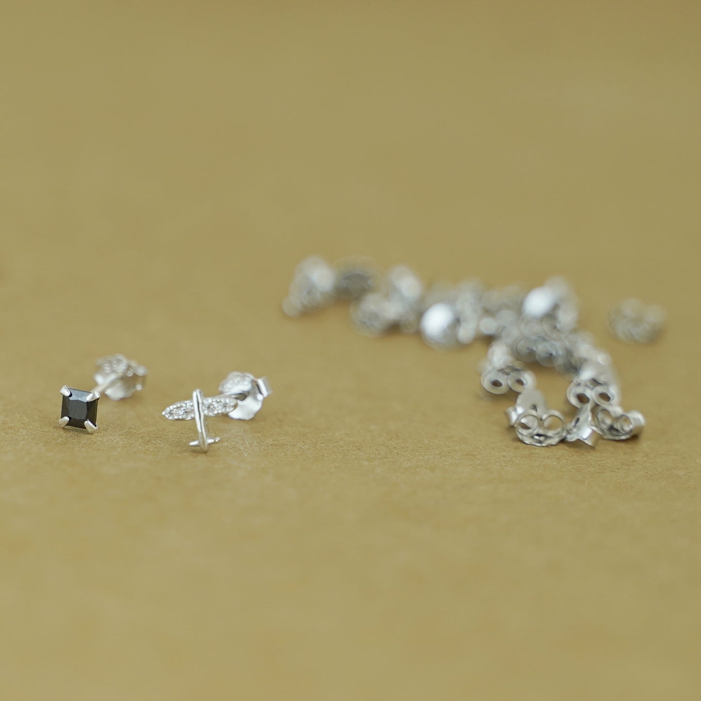 Rhodium on Sterling Silver 4mm Butterfly Backs Fit Stud Earrings Scroll Stopper - sugarkittenlondon