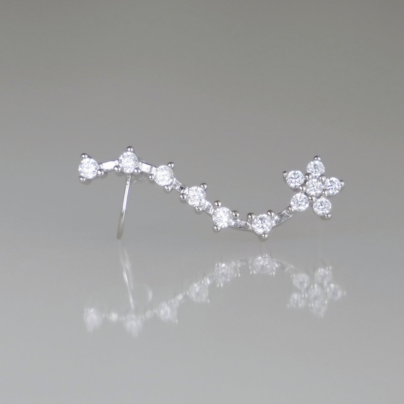 925 Sterling Silver CZ Polaris Celestial Stars Crawler Earrings - sugarkittenlondon