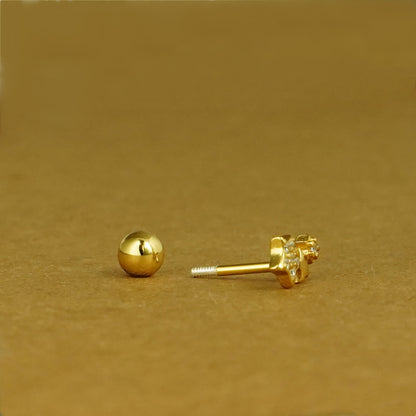 18K Gold Triple Star Stud Earrings with CZ Beads - sugarkittenlondon