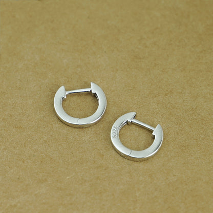 Sterling Silver 3-Tone Huggie Hinged Earrings with Plain Latch Back - sugarkittenlondon