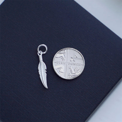 925 Sterling Silver Feather Angel Wing Charm Pendant for Necklace Bracelet Earrings - sugarkittenlondon