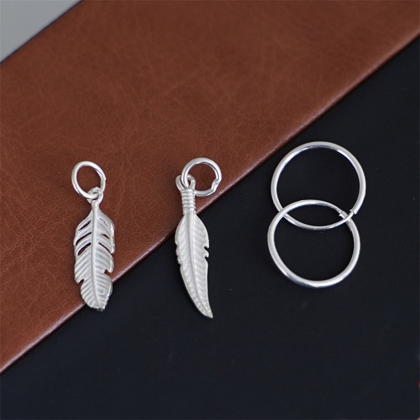 925 Sterling Silver Feather Angel Wing Charm Pendant for Necklace Bracelet Earrings - sugarkittenlondon
