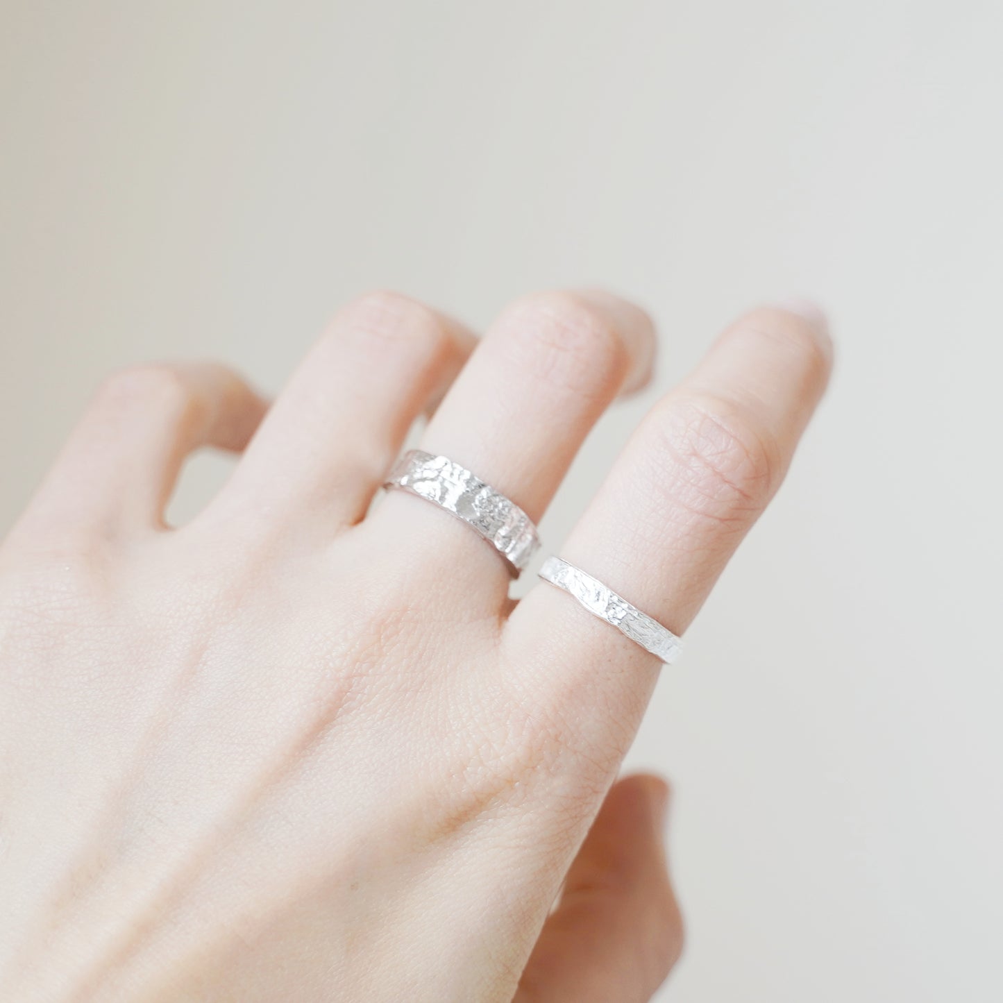 Textured Silver Ring with Hammered Foil Finish in sterling silver - sugarkittenlondon