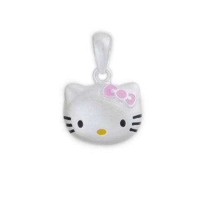 Cute Sterling Silver Kitty Cat Pendant Charm with Pink Glaze - sugarkittenlondon