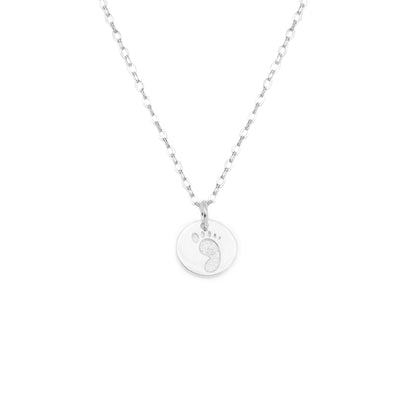 Sterling Silver Disc Pendant with Engraved Handprint or Footprint - sugarkittenlondon