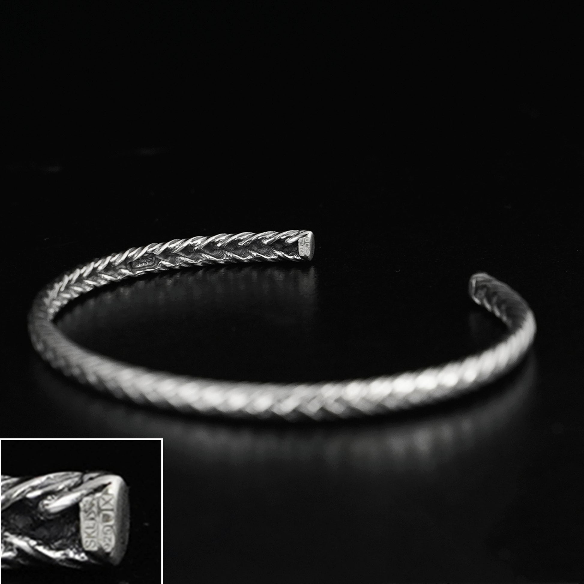 Sterling Silver Cuff Bangle | Twisted Rope Torque Design | Full UK Hallmark - sugarkittenlondon