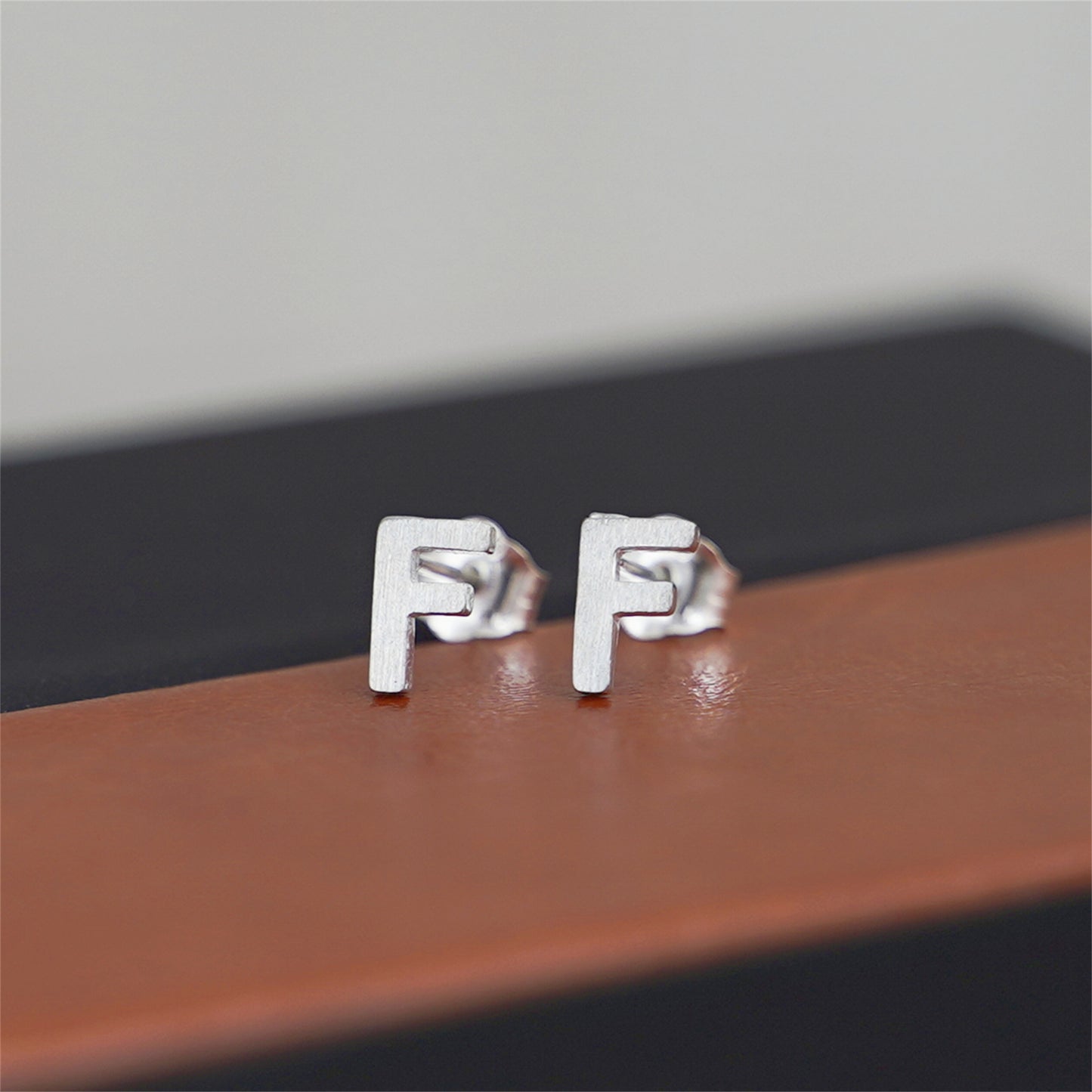Sterling Silver Alphabet Letter Earrings Sans Serif Matte Initial Studs - sugarkittenlondon