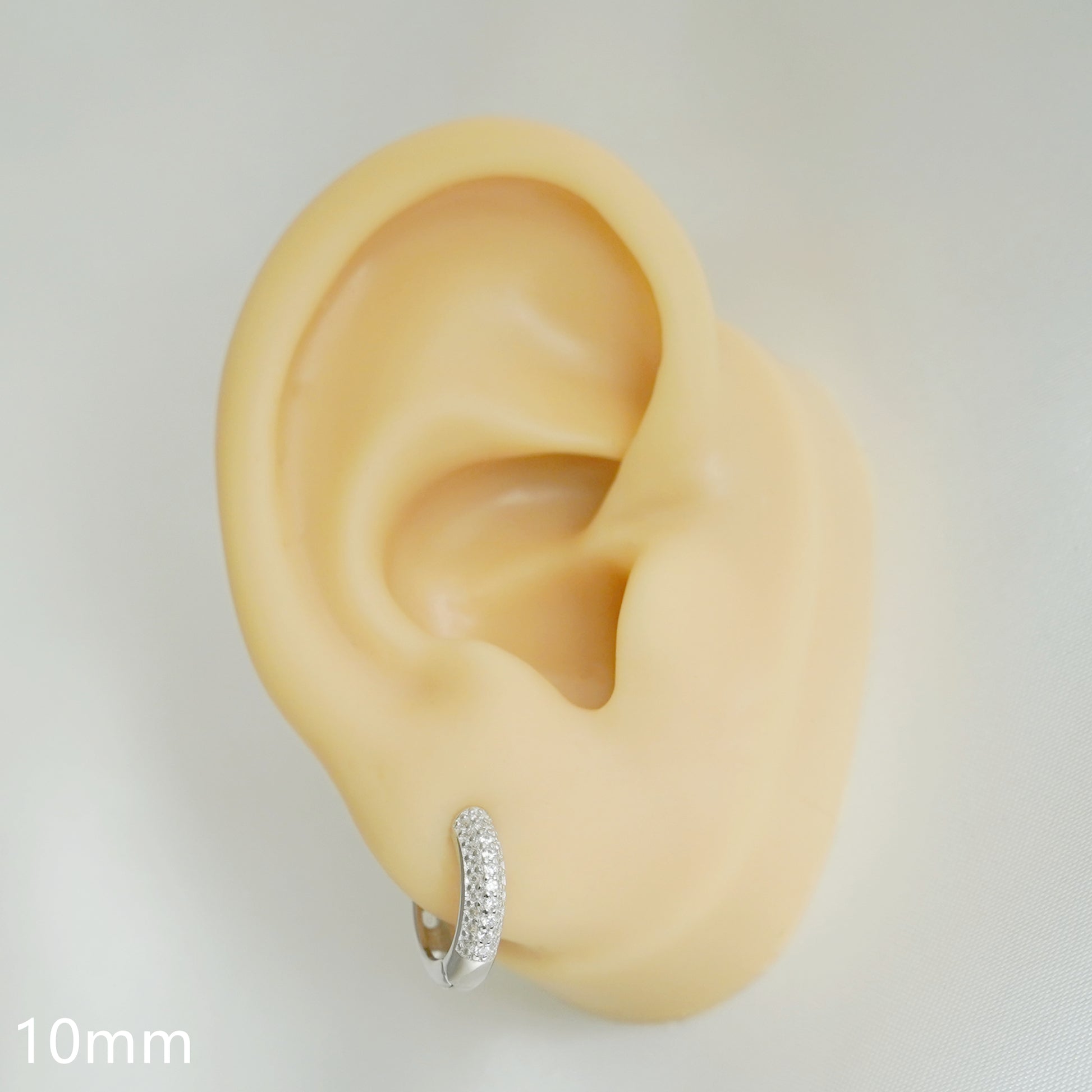 3mm CZ Huggie Sleeper Hoop Earrings in Sterling Silver | Rhodium & Gold Plating - sugarkittenlondon