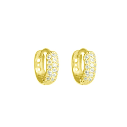 3mm CZ Huggie Sleeper Hoop Earrings in Sterling Silver | Rhodium & Gold Plating - sugarkittenlondon