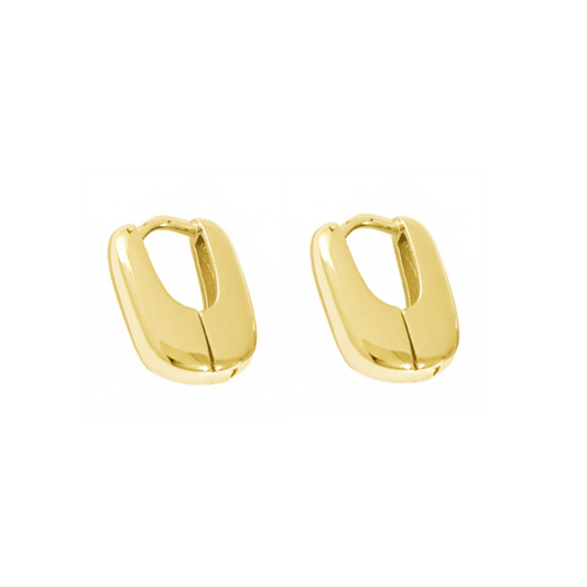 18K Gold-Plated on Sterling Silver Oval Hoop Huggie Earrings for Unisex - sugarkittenlondon