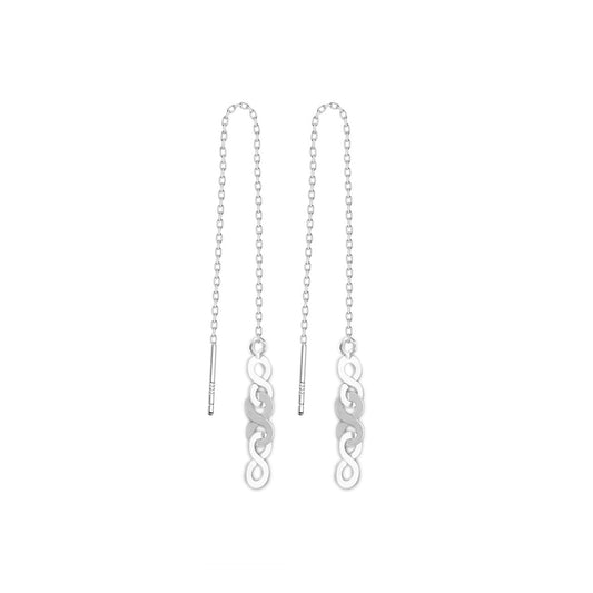 Sterling Silver Infinity Threader Earrings with Eternity Link Circles - sugarkittenlondon