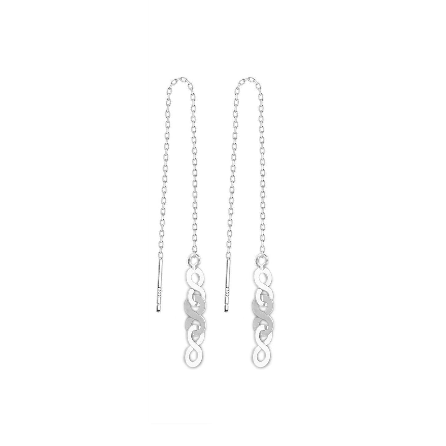 Sterling Silver Infinity Threader Earrings with Eternity Link Circles - sugarkittenlondon