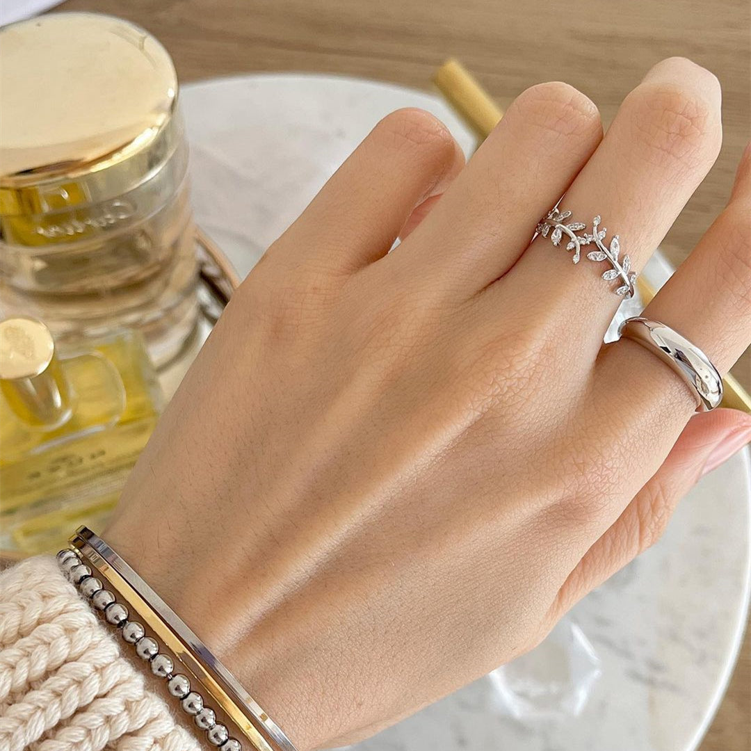 Sterling Silver Dome Slice Huggie Ring with Open Band in Rhodium & 18K Gold Plating - sugarkittenlondon