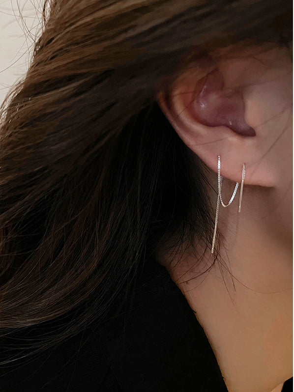 925 Sterling Silver Threader Drop Earrings, 16-22cm Mid Long - sugarkittenlondon